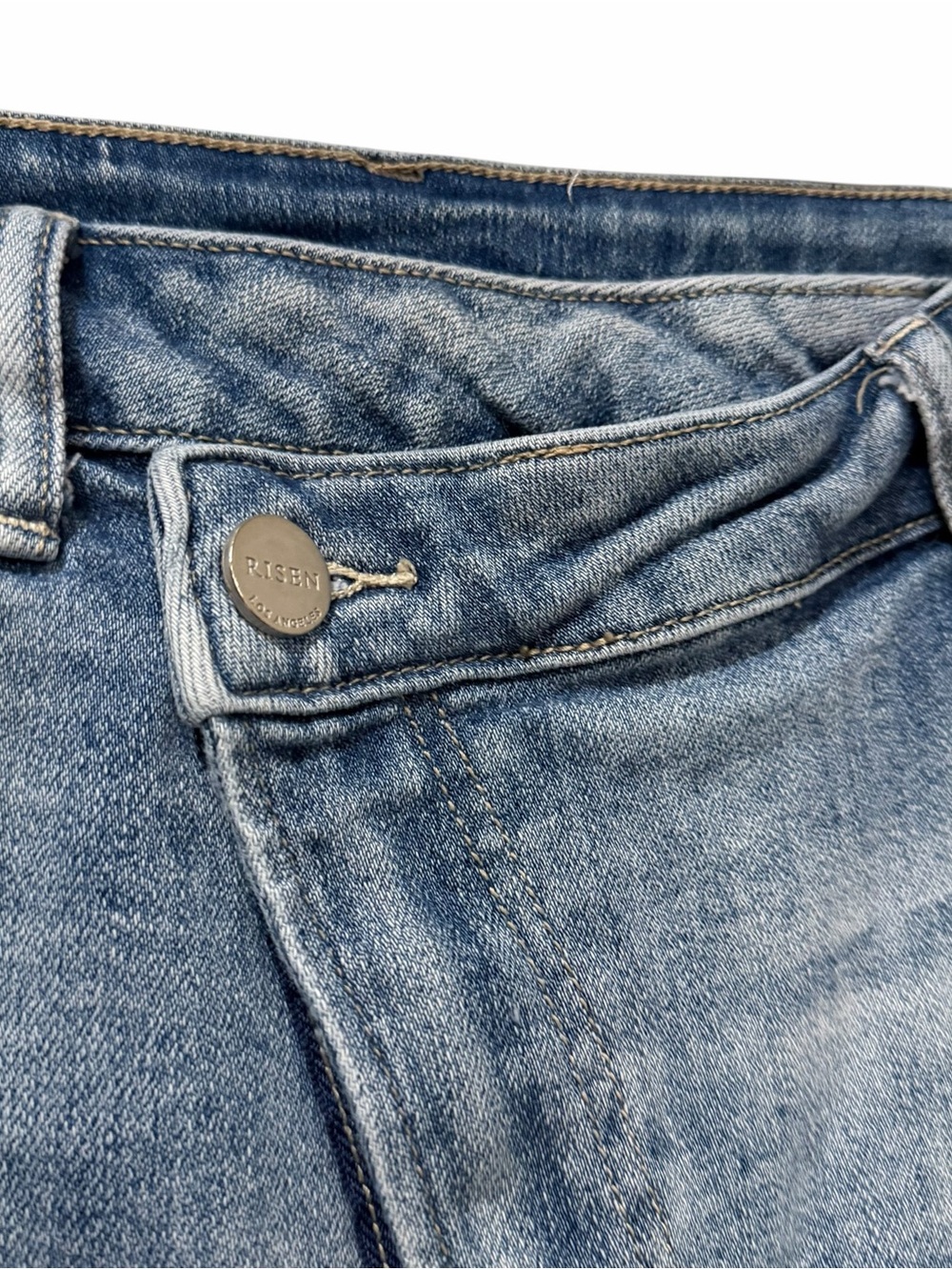 Risen Womens 11 Juniors Cross Button wide leg flare denim jeans B2 - Picture 3 of 5